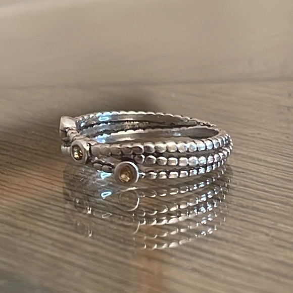 Sterling Silver Crossover Cable Ring with Topaz Gems Approx Size 9 3/4 - Picture 3 of 16